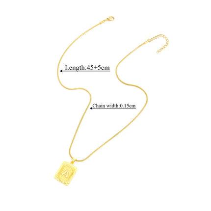 Wholesale Jewelry Elegant Simple Style Classic Style Letter Rectangle 201 Stainless Steel 304 Stainless Steel snake chain Pendant Necklace