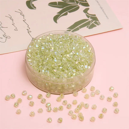 4mm Facet Rainbow Rhombus Crystal Beads Glass DIY Handmade Loose Beads Material Jewelry Accessories Ornament Making Kit