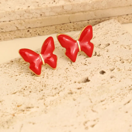 1 Pair IG Style Fairy Style Romantic Leaves Butterfly 304 Stainless Steel Ear Studs