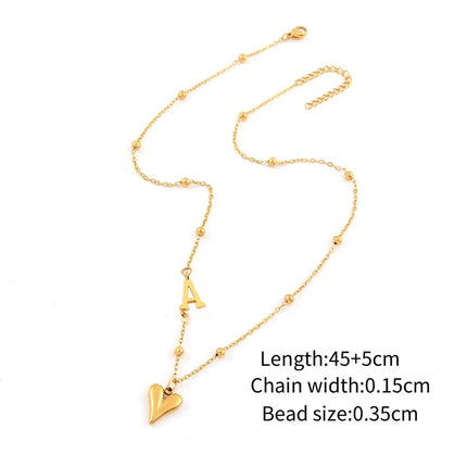 Wholesale Jewelry Elegant Simple Style Classic Style Letter Heart Shape 201 Stainless Steel 304 Stainless Steel ball chain Pendant Necklace