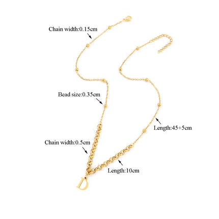 Wholesale Jewelry Casual Elegant Simple Style Letter 201 Stainless Steel 304 Stainless Steel round Pearl Chain ball chain Pendant Necklace