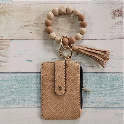 cute flower leopard leather women's keychain