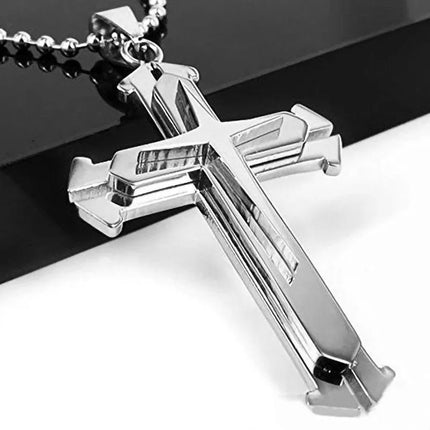 hip-hop retro cross metal plating gold plated men's pendant necklace