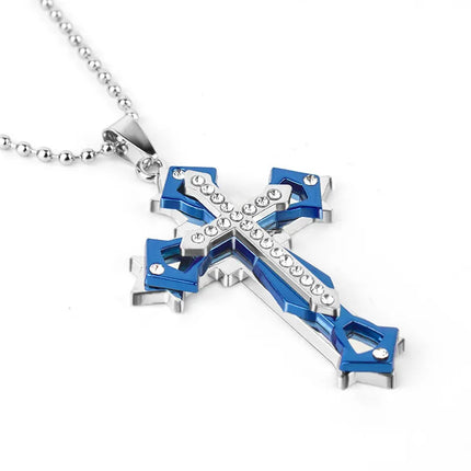 hip-hop retro cross metal plating gold plated men's pendant necklace