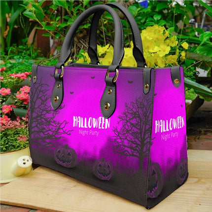 Printed Leather PU Halloween Ghost House Ladies Handbag Shoulderless Bag Street Style Fashion Square Shape Medium Size