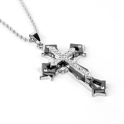 hip-hop retro cross metal plating gold plated men's pendant necklace
