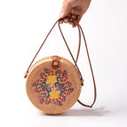 Straw bag-Printed Bag_Golden Flower Bag