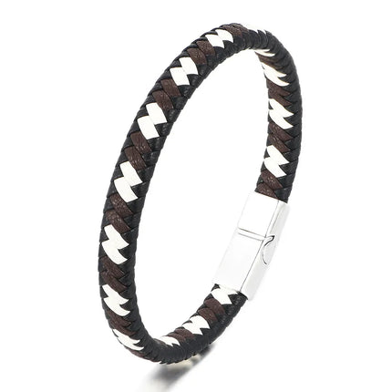 Simple Style Color Block Leather rope Handmade Men's Bangle Men Cord & Leather Bracelets