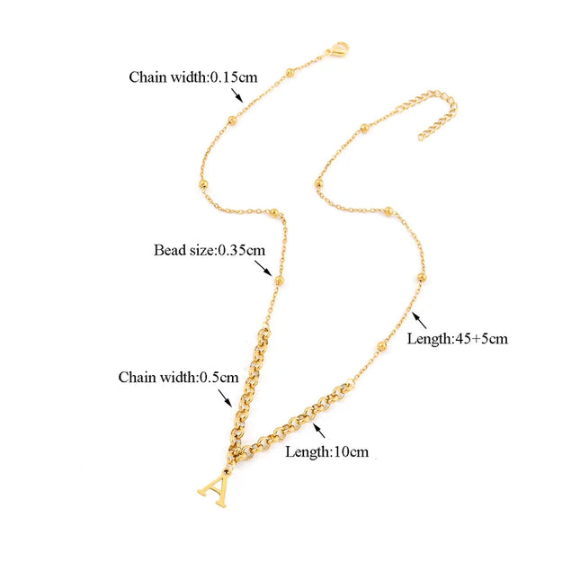 Wholesale Jewelry Casual Elegant Simple Style Letter 201 Stainless Steel 304 Stainless Steel round Pearl Chain ball chain Pendant Necklace