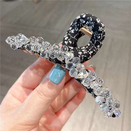 Luxury Large Crystal Hair Claw Shark Clamp Women Fashion Fairy Tale Sweet Back Of Head Updo Hair Clip Stylish Hair Accessory