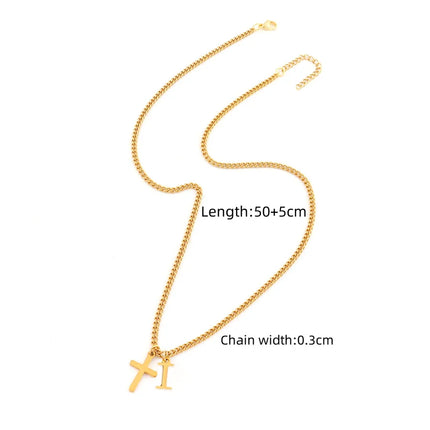 Wholesale Jewelry Casual Simple Style Cross Letter 201 Stainless Steel 304 Stainless Steel Curb necklace Pendant Necklace