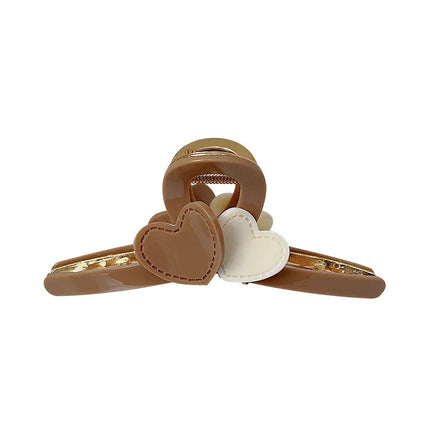 Elegant Sweet Milk Tea Color Heart Shaped Hair Clip Stylish Female Hair Accessories Charming Cute Shark Bite Hair Clip
