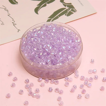 4mm Facet Rainbow Rhombus Crystal Beads Glass DIY Handmade Loose Beads Material Jewelry Accessories Ornament Making Kit