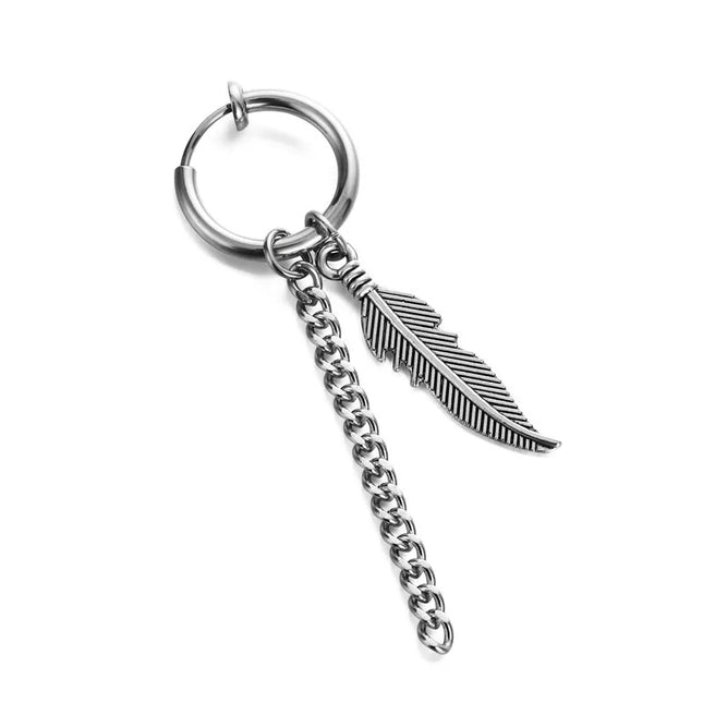 1 Piece Halloween Simple Style Pentagram Skull Plating Chain Titanium Steel Drop Earrings