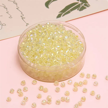 4mm Facet Rainbow Rhombus Crystal Beads Glass DIY Handmade Loose Beads Material Jewelry Accessories Ornament Making Kit