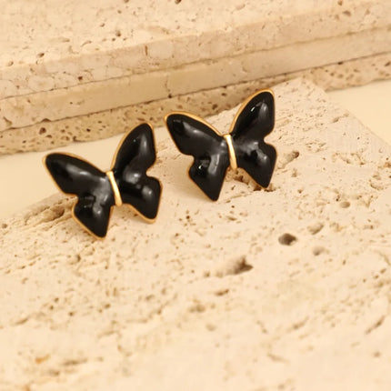 1 Pair IG Style Fairy Style Romantic Leaves Butterfly 304 Stainless Steel Ear Studs