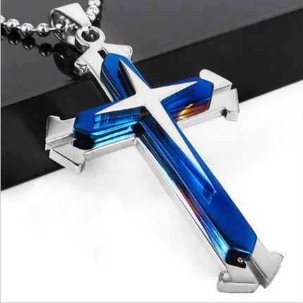 hip-hop retro cross metal plating gold plated men's pendant necklace