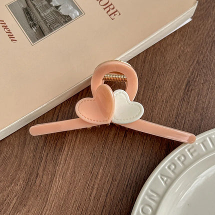 Elegant Sweet Milk Tea Color Heart Shaped Hair Clip Stylish Female Hair Accessories Charming Cute Shark Bite Hair Clip
