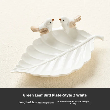 Bird Dim & Sum Plate Ceramic Jewelry Storage Plate Creative Cute Storage Rack Soap Dish Light Luxury High-end Plate