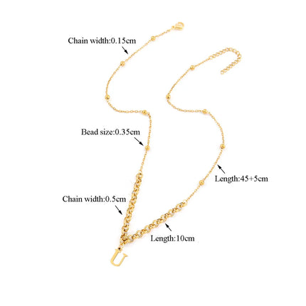 Wholesale Jewelry Casual Elegant Simple Style Letter 201 Stainless Steel 304 Stainless Steel round Pearl Chain ball chain Pendant Necklace