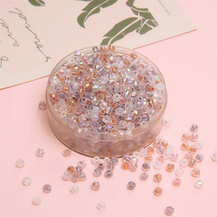 4mm Facet Rainbow Rhombus Crystal Beads Glass DIY Handmade Loose Beads Material Jewelry Accessories Ornament Making Kit