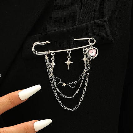 Quirky Geometric Heart Shaped Hairpins For Men And Women Elegant Lapel Pins Trendy Tassel Accessories Fashionable Brooches