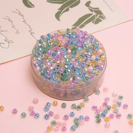 4mm Facet Rainbow Rhombus Crystal Beads Glass DIY Handmade Loose Beads Material Jewelry Accessories Ornament Making Kit