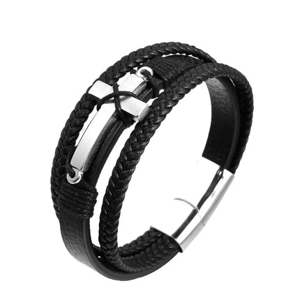 IG Style Retro Cross Stainless Steel Handmade Braid Handmade None Men'S Bracelets