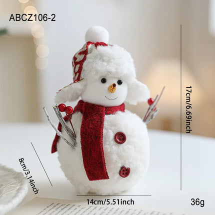 Plush Foam Christmas Snowman Decoration Red Scarf Desktop Display Window Arrangement Cute Doll Holiday Atmosphere Setup Decor