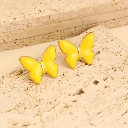 1 Pair IG Style Fairy Style Romantic Leaves Butterfly 304 Stainless Steel Ear Studs