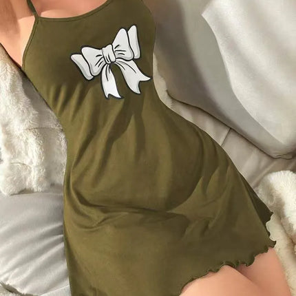 Home Women's Sexy Bow Knot Polyester Milk Fiber Pajama Sets