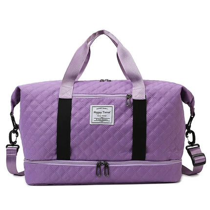 Fashion short-distance travel rhombus dry and wet separation sports handbag yoga fitness bag large capacity shoe warehouse travel bag