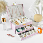 No Mirror-Three-Layer Casket Jewel Box-Light Pink / Jewelry Storage Box