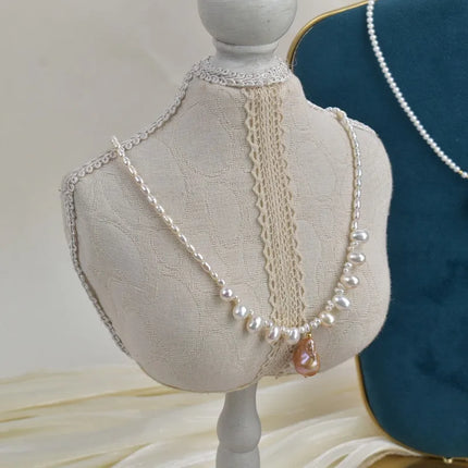 Elegant Natural Freshwater Pearl Necklace For Women Fashionable Minimalist Style Luxury Clavicle Chain Trendy Neck Jewelry