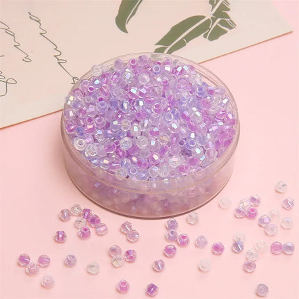 4mm Facet Rainbow Rhombus Crystal Beads Glass DIY Handmade Loose Beads Material Jewelry Accessories Ornament Making Kit