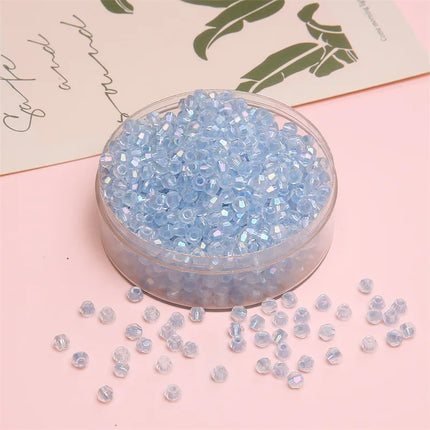 4mm Facet Rainbow Rhombus Crystal Beads Glass DIY Handmade Loose Beads Material Jewelry Accessories Ornament Making Kit