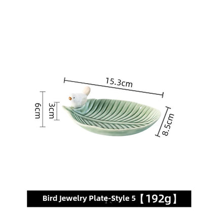 Bird Dim & Sum Plate Ceramic Jewelry Storage Plate Creative Cute Storage Rack Soap Dish Light Luxury High-end Plate