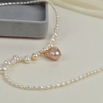 Elegant Natural Freshwater Pearl Necklace For Women Fashionable Minimalist Style Luxury Clavicle Chain Trendy Neck Jewelry