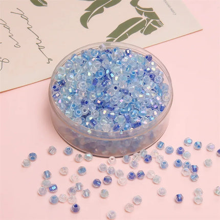 4mm Facet Rainbow Rhombus Crystal Beads Glass DIY Handmade Loose Beads Material Jewelry Accessories Ornament Making Kit