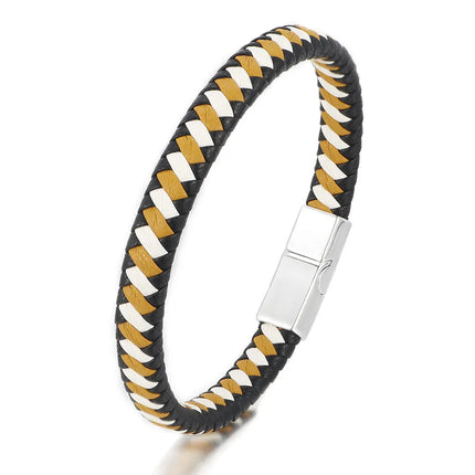 Simple Style Color Block Leather rope Handmade Men's Bangle Men Cord & Leather Bracelets