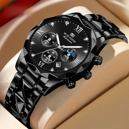 A generation of waterproof fine steel band men's watch new quartz watch calendar business room gold watch men