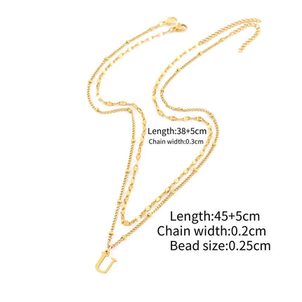 Wholesale Jewelry Simple Style Classic Style letter 201 Stainless Steel 304 Stainless Steel Side Clip Bead Necklace Lip Chain Pendant Necklace