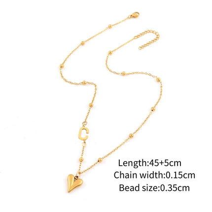 Wholesale Jewelry Elegant Simple Style Classic Style Letter Heart Shape 201 Stainless Steel 304 Stainless Steel ball chain Pendant Necklace