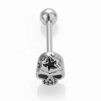 1 Piece Tongue Rings Gothic Hip-Hop Rock Rose Spider Fish Bone 316L Stainless Steel  Polishing Crystal Tongue Rings