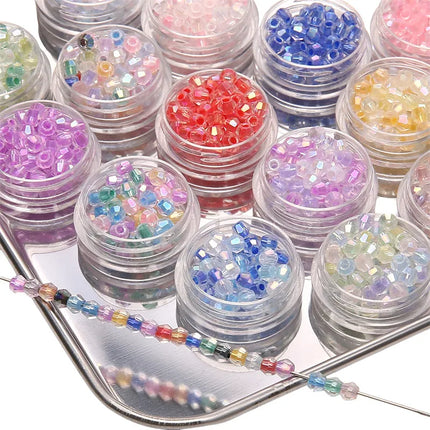 4mm Facet Rainbow Rhombus Crystal Beads Glass DIY Handmade Loose Beads Material Jewelry Accessories Ornament Making Kit