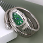 Silver, Green Dial