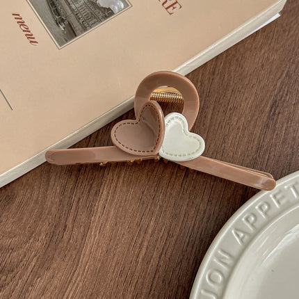 Elegant Sweet Milk Tea Color Heart Shaped Hair Clip Stylish Female Hair Accessories Charming Cute Shark Bite Hair Clip