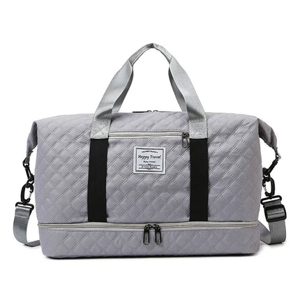 Fashion short-distance travel rhombus dry and wet separation sports handbag yoga fitness bag large capacity shoe warehouse travel bag