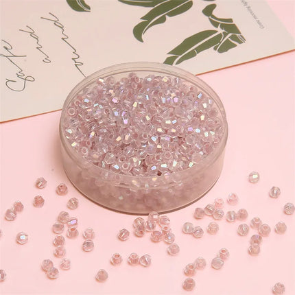 4mm Facet Rainbow Rhombus Crystal Beads Glass DIY Handmade Loose Beads Material Jewelry Accessories Ornament Making Kit