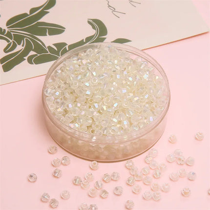 4mm Facet Rainbow Rhombus Crystal Beads Glass DIY Handmade Loose Beads Material Jewelry Accessories Ornament Making Kit